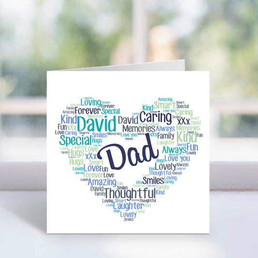 Personalised Heart Word Art Card - Male