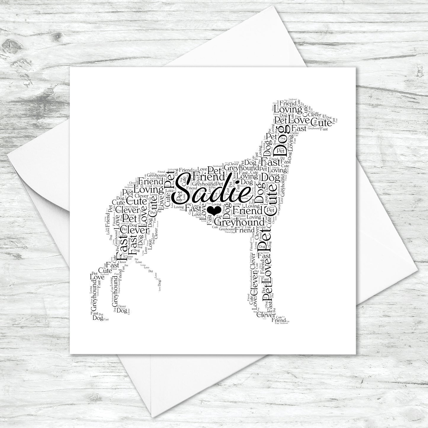 Personalised Greyhound Word Art Card