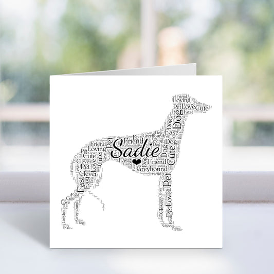 Personalised Greyhound Word Art Card