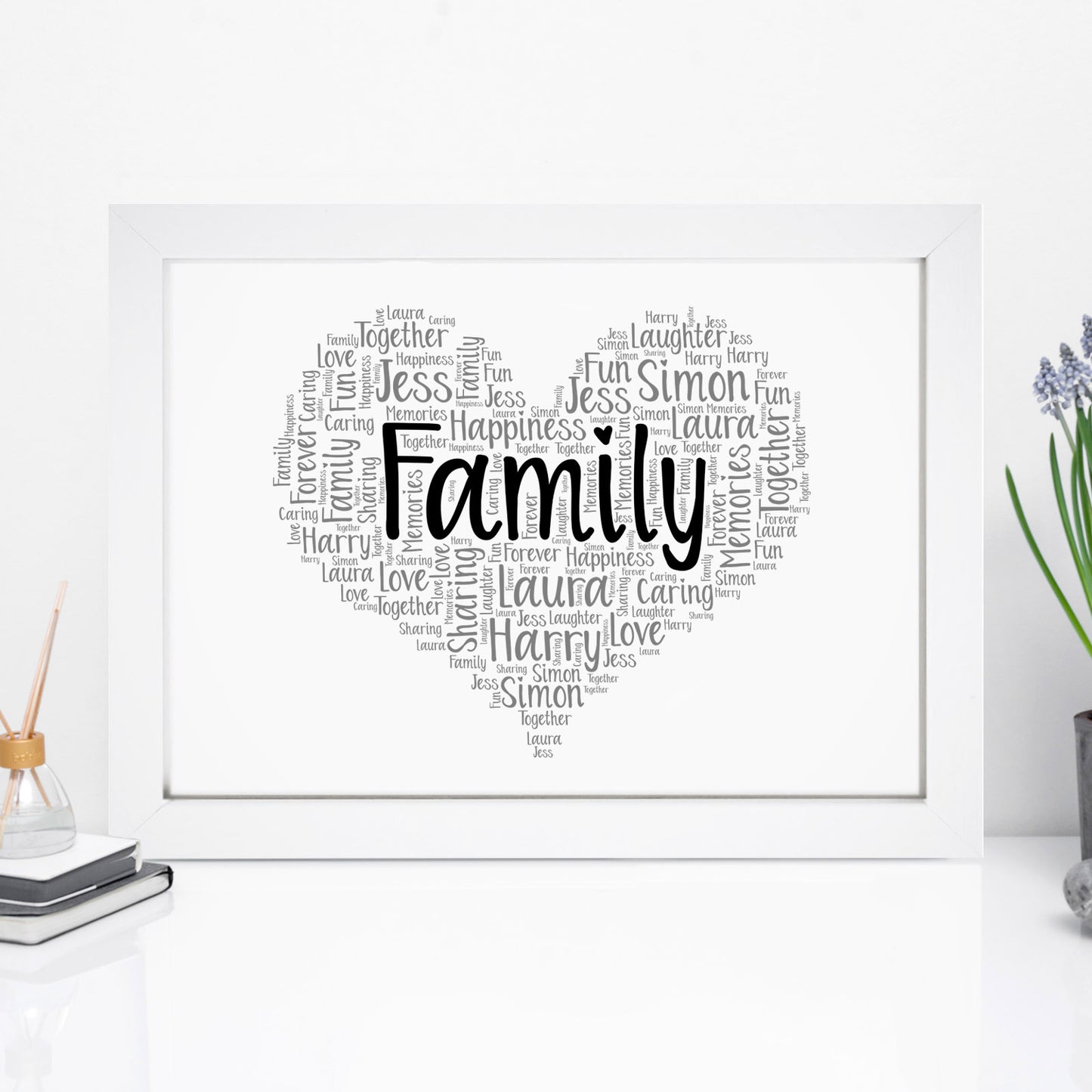 Personalised Family Heart Word Art Print