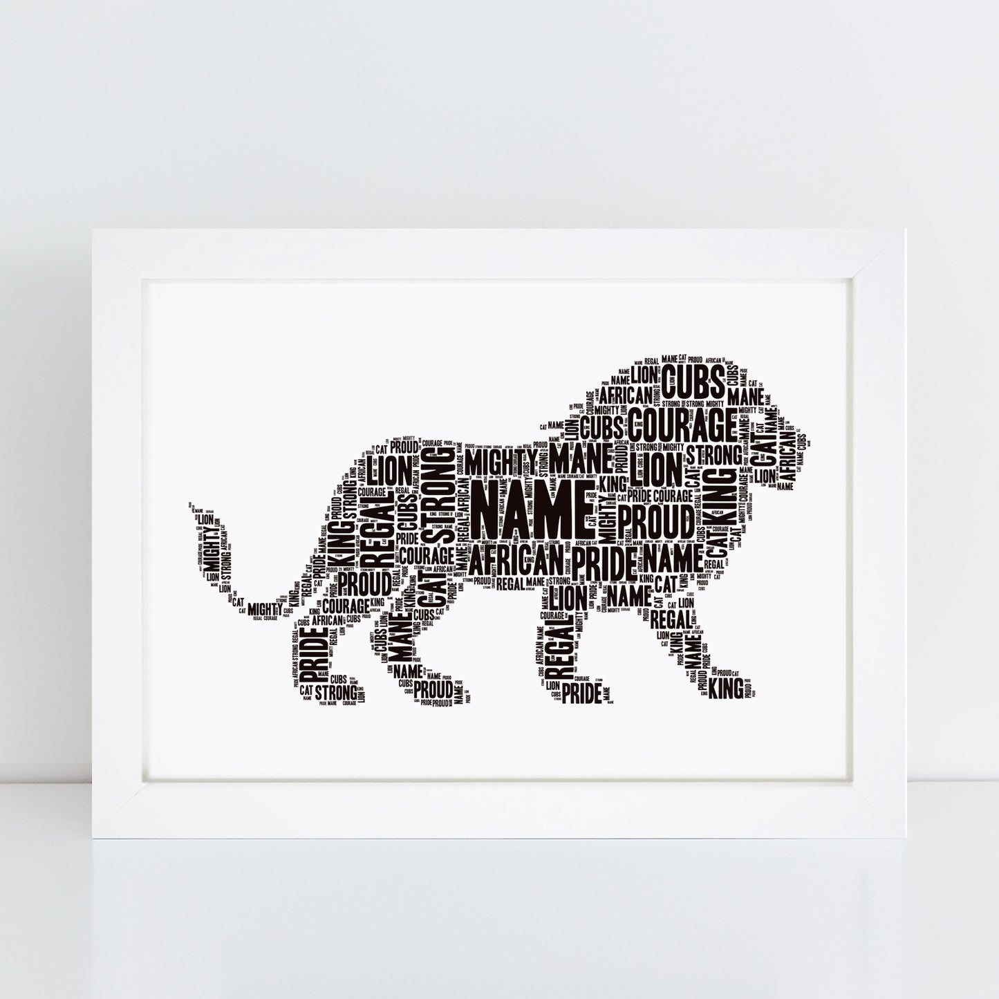 Personalised Lion Word Art Print