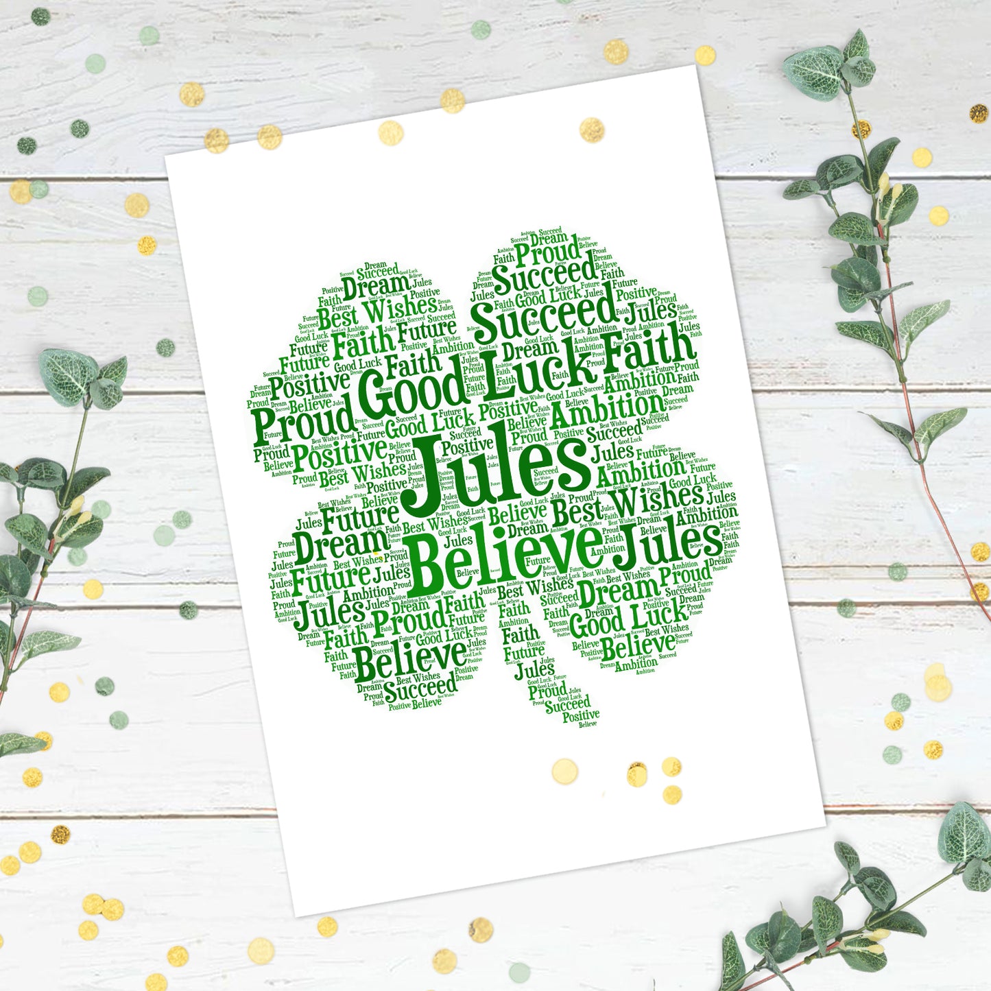 Personalised Shamrock Word Art Print