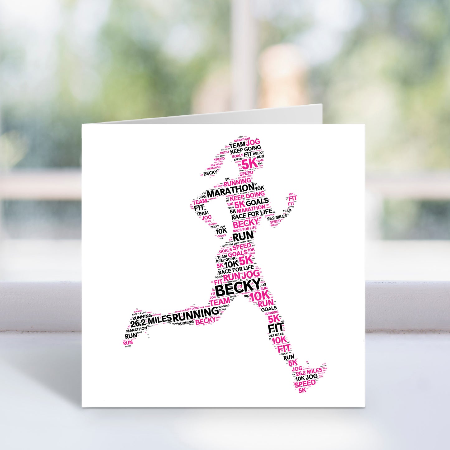 Personalised Female Runner Word Art Card