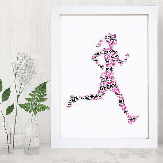 Personalised Female Runner Word Art Print