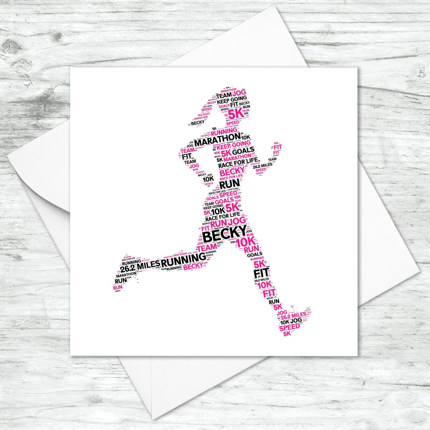 Personalised Female Runner Word Art Card