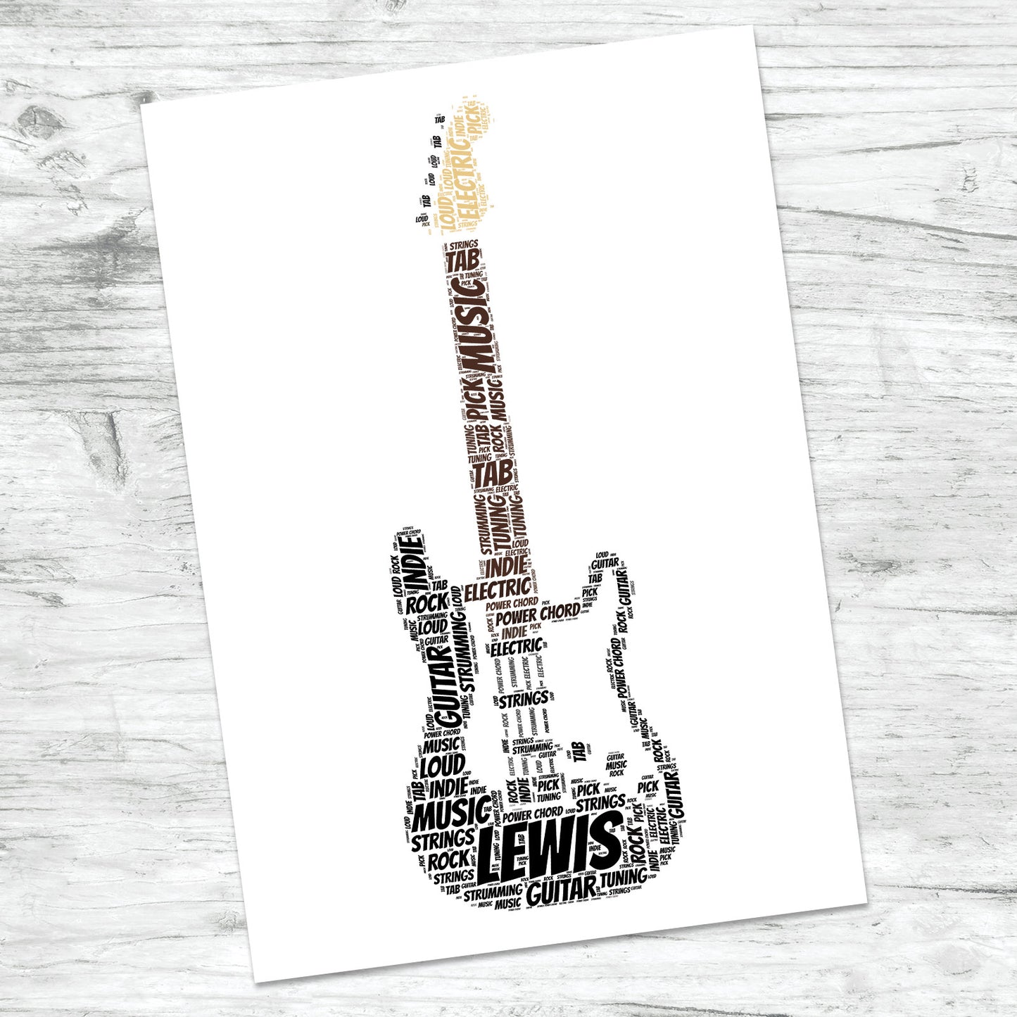 Personalised Electric Guitar Word Art Print