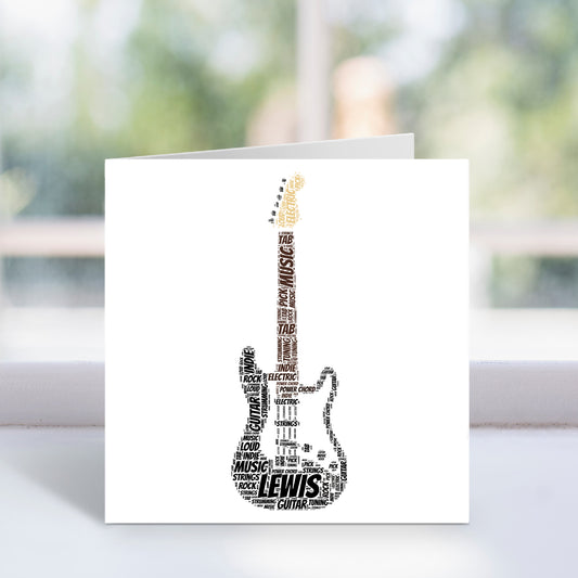 Personalised Electric Guitar Word Art Card