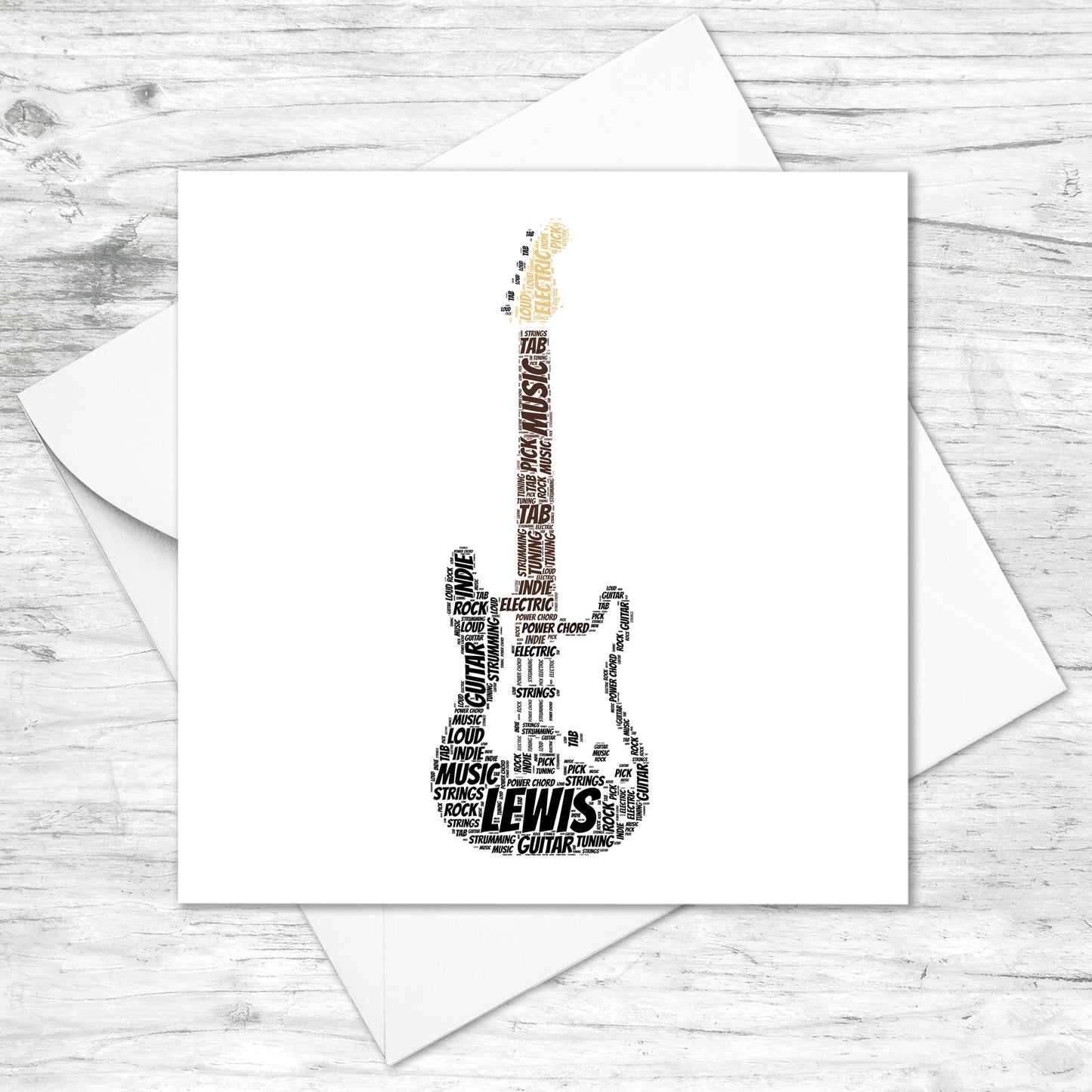 Personalised Electric Guitar Word Art Card