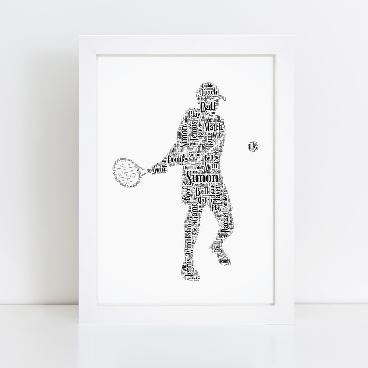 Personalised Male Tennis Player Word Art Print