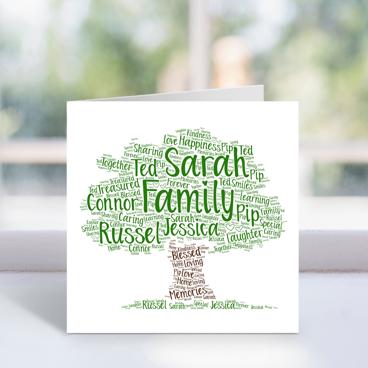 Personalised Family Tree Word Art Card