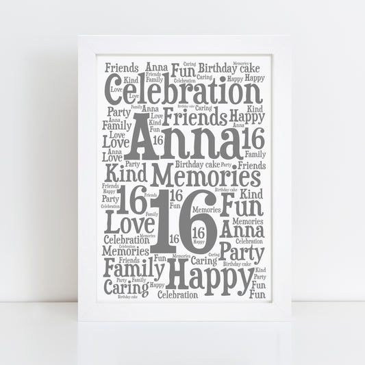 Personalised Birthday Word Art Print