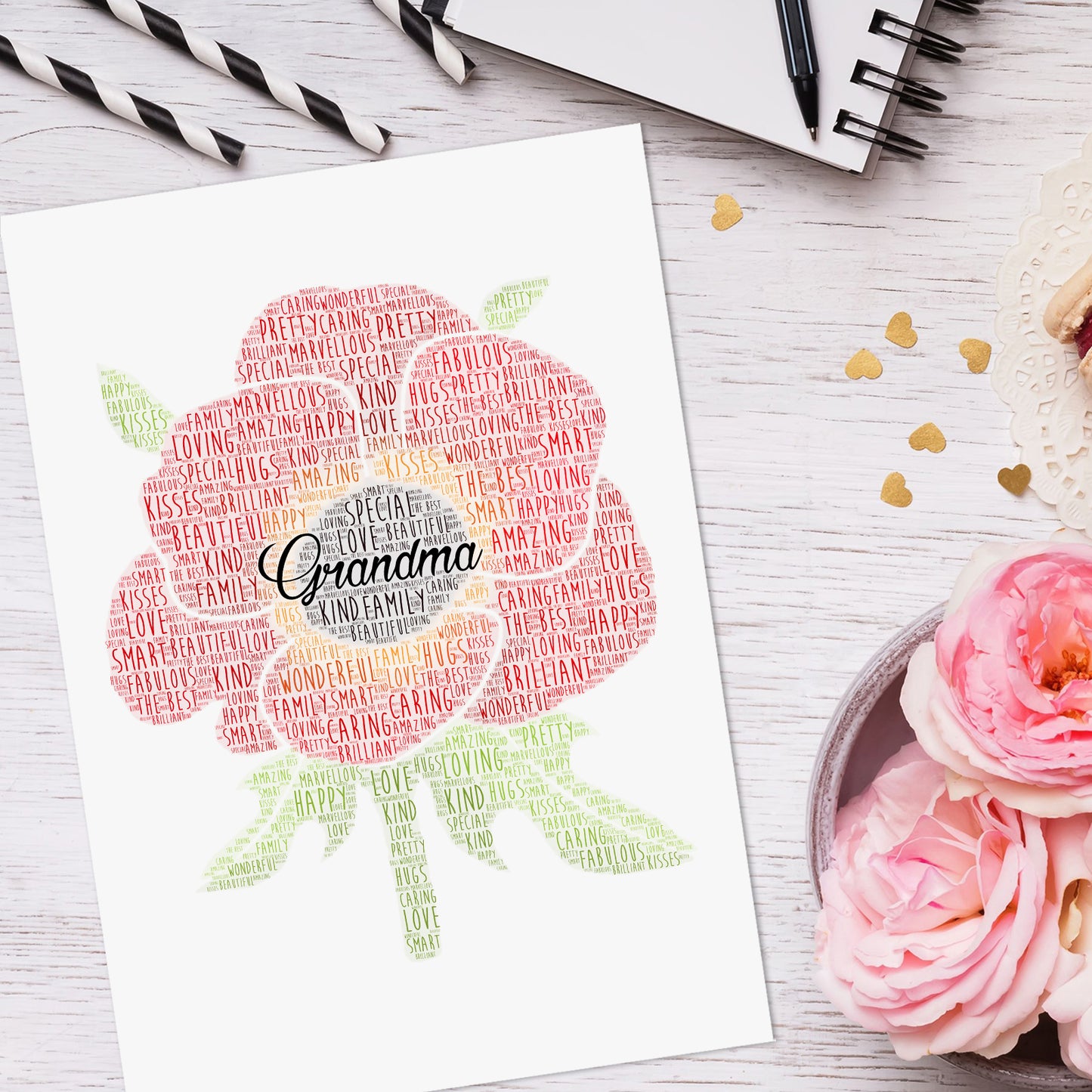 Personalised Poppy Flower Word Art Print