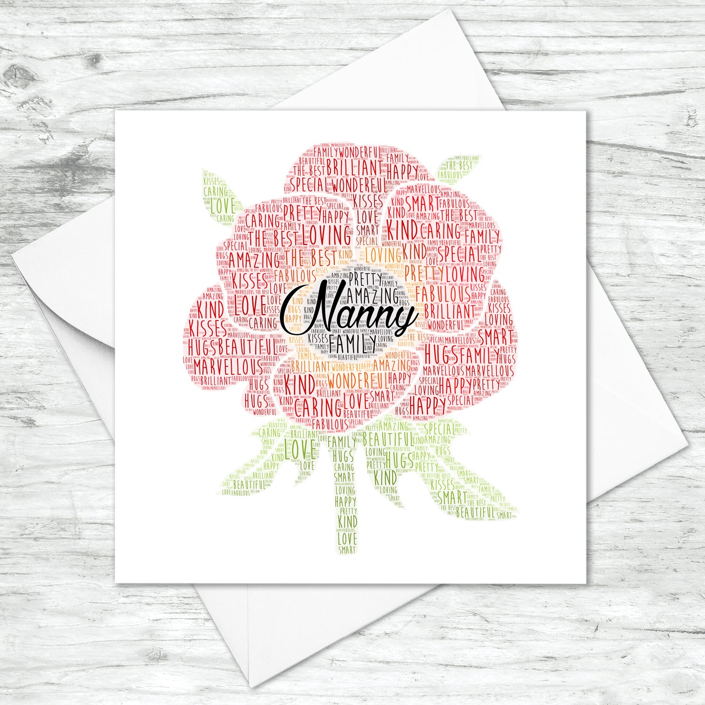 Personalised Poppy Flower Word Art Card