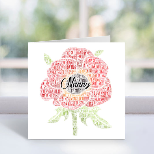 Personalised Poppy Flower Word Art Card