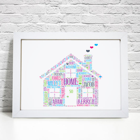 Personalised Family House Word Art Print