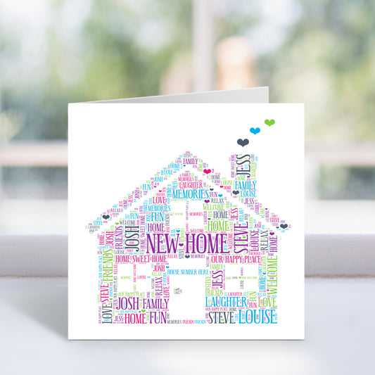 Personalised Family House Word Art Card