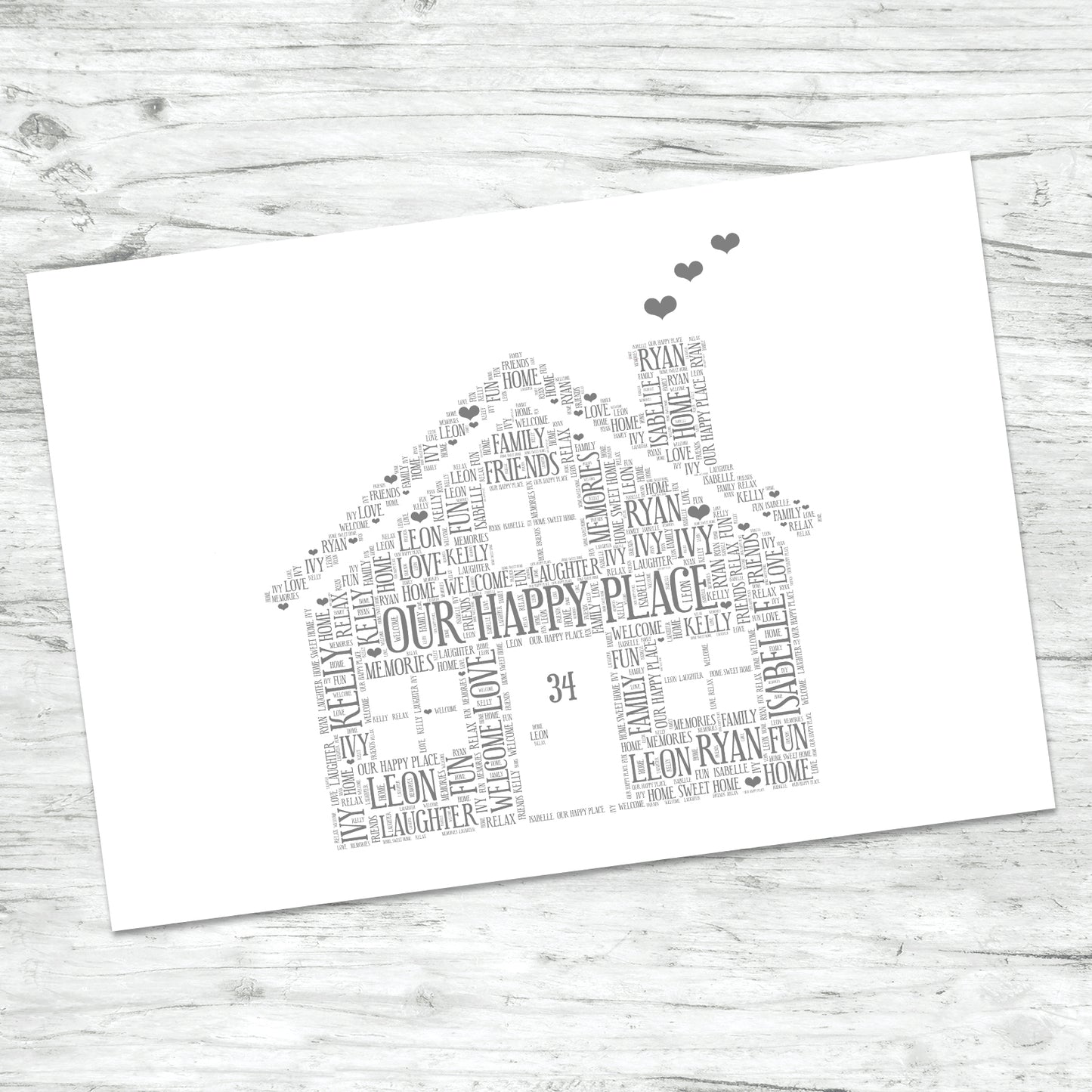 Personalised Family House Word Art Print