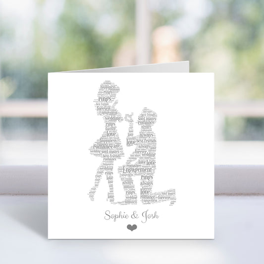 Personalised Engagement Couple Word Art Card