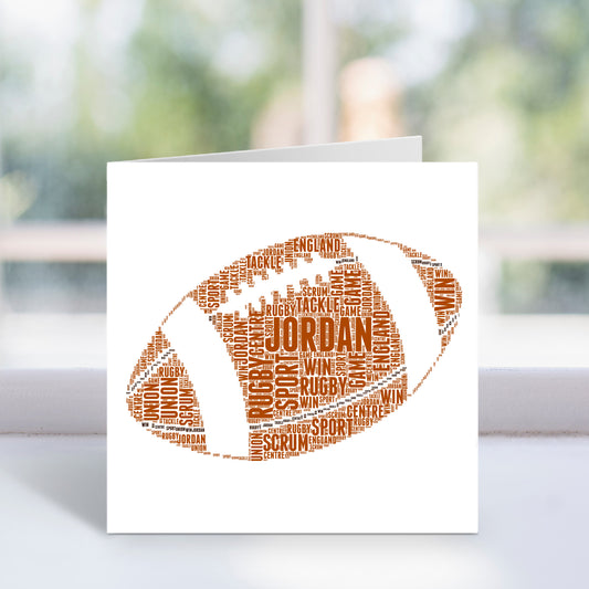 Personalised American Football Word Art Card