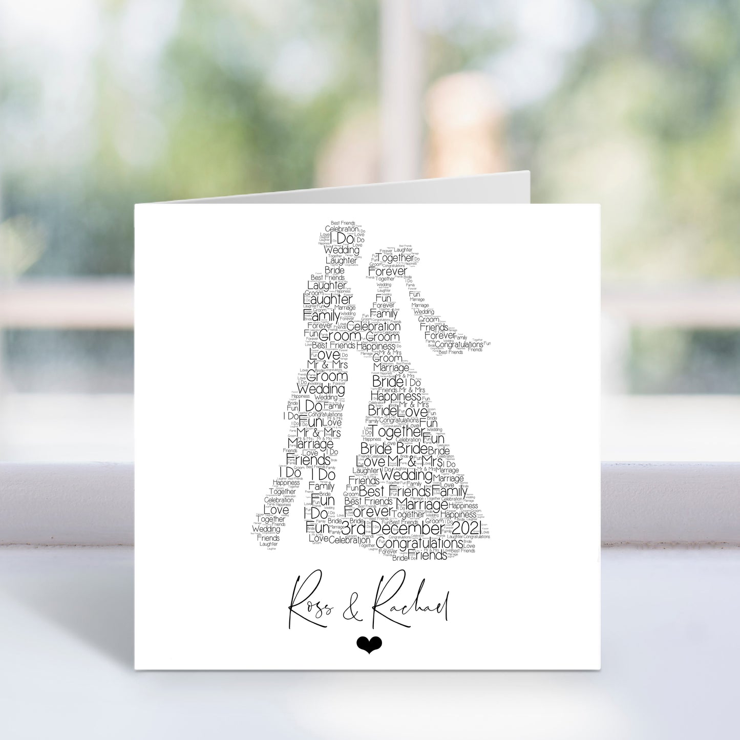 Personalised Wedding Couple Word Art Card