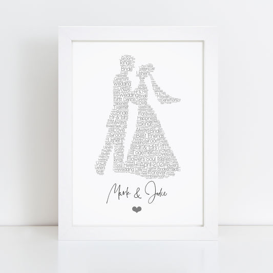 Personalised Wedding Couple Word Art Print