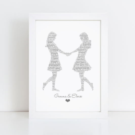 Personalised Same Gender Female Couple Word Art Print