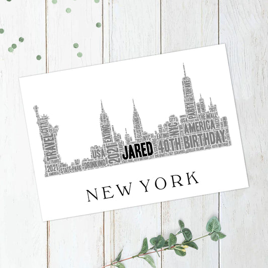 Personalised New York Skyline Word Art Print