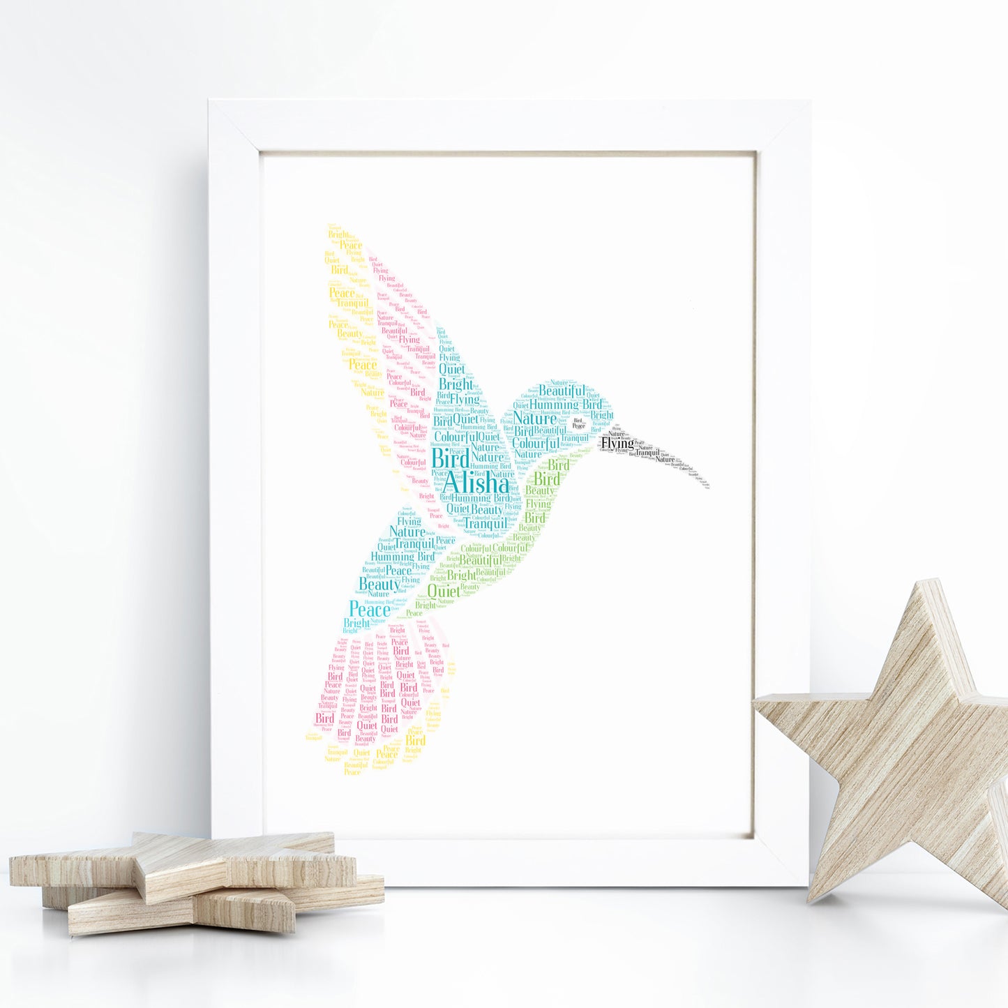 Personalised Hummingbird Word Art Print