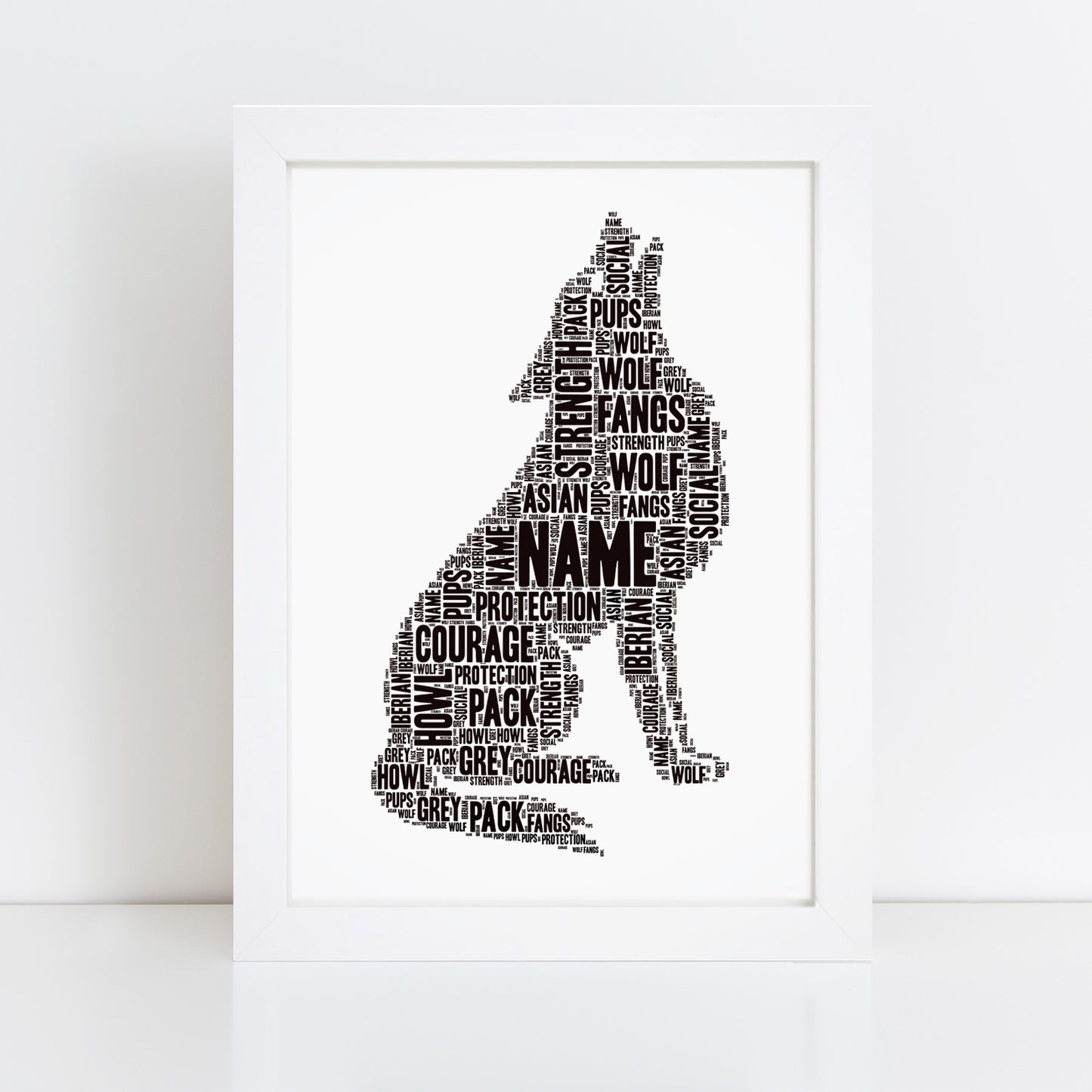 Personalised Wolf Word Art Print