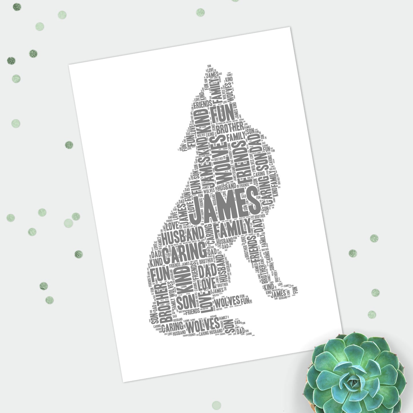 Personalised Wolf Word Art Print