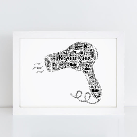 Personalised Hair Dryer Word Art Print