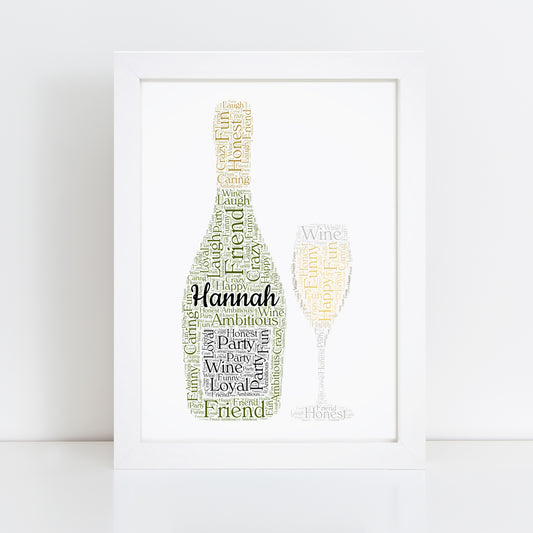 Personalised Prosecco/ Champagne Bottle Word Art Print