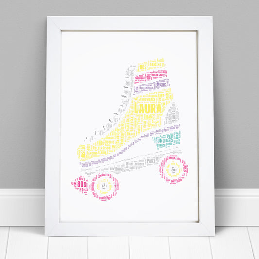 Personalised Retro Roller Skate Word Art Print