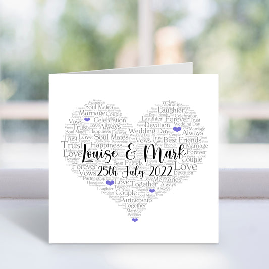 Personalised Wedding Anniversary Word Art Card