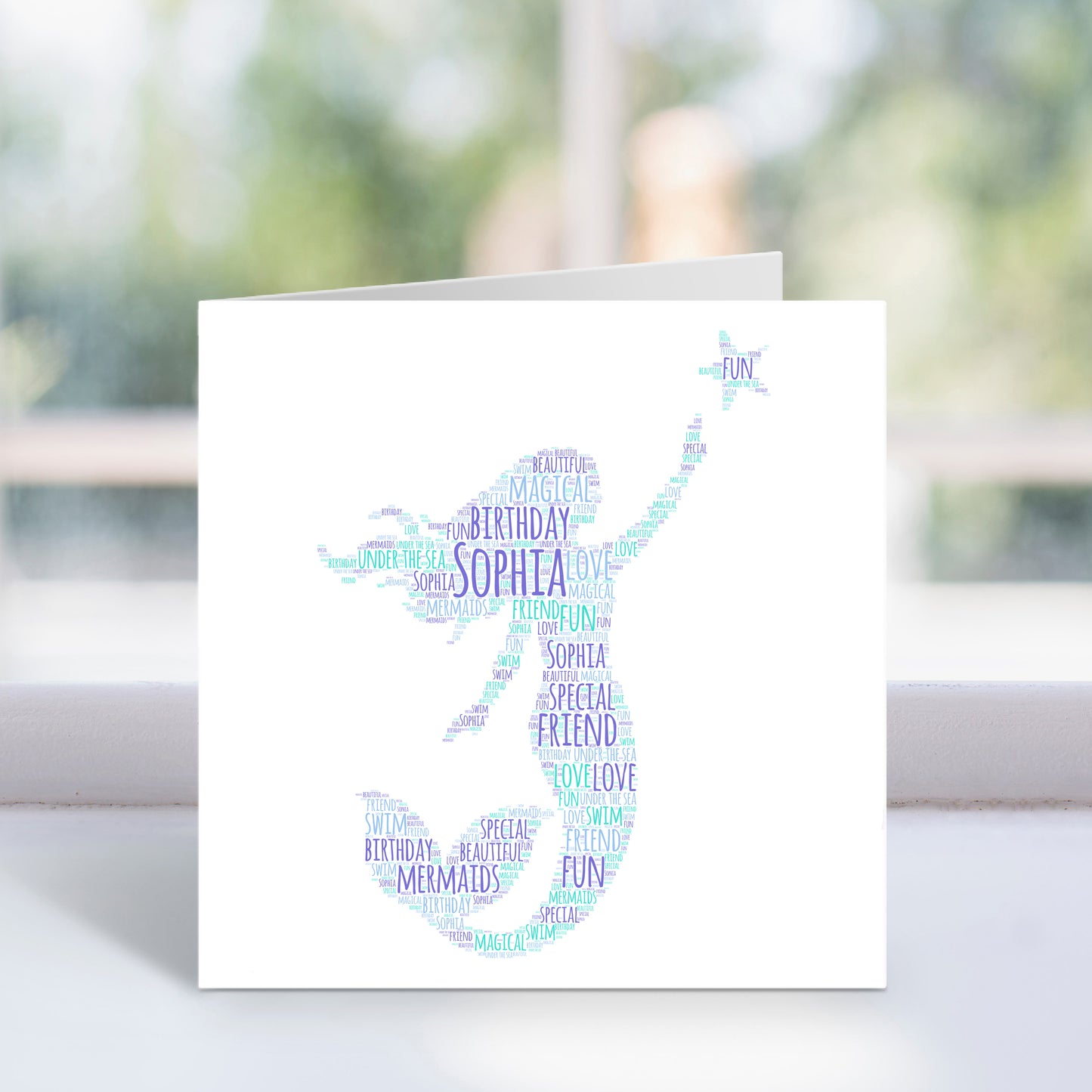Personalised Mermaid Word Art Card