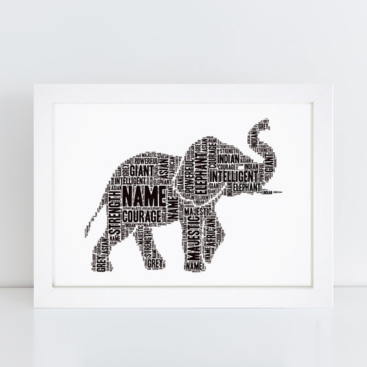 Personalised Elephant Word Art Print