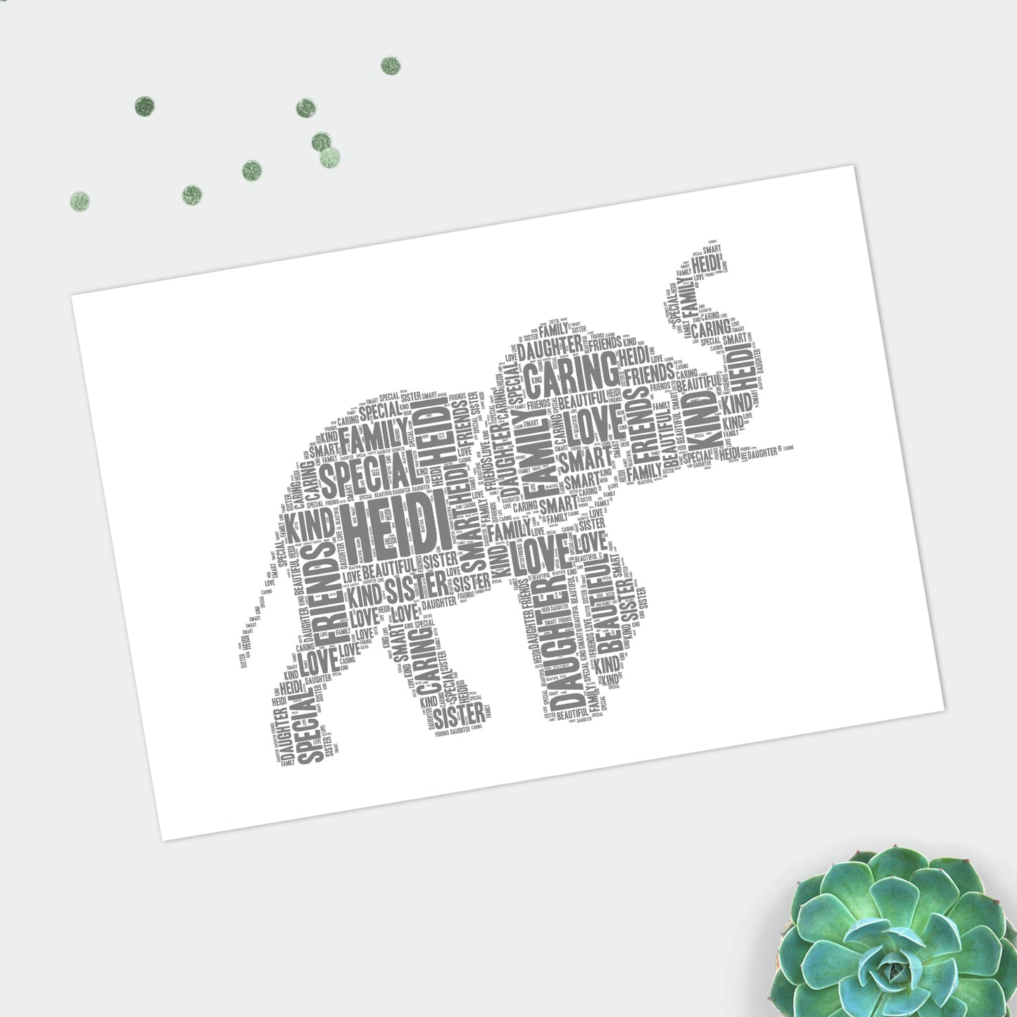 Personalised Elephant Word Art Print