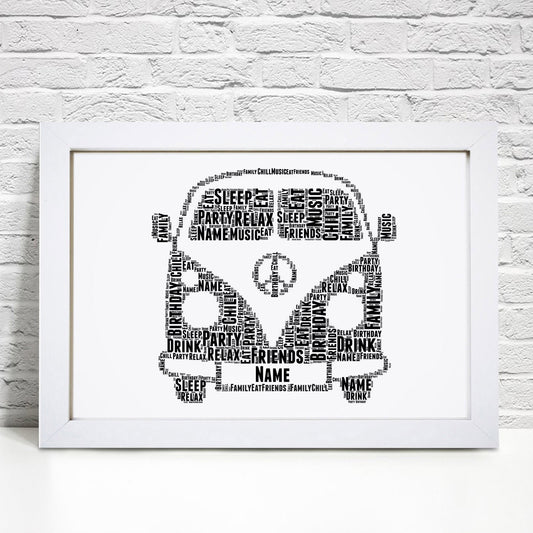 Personalised Camper Van Word Art Print