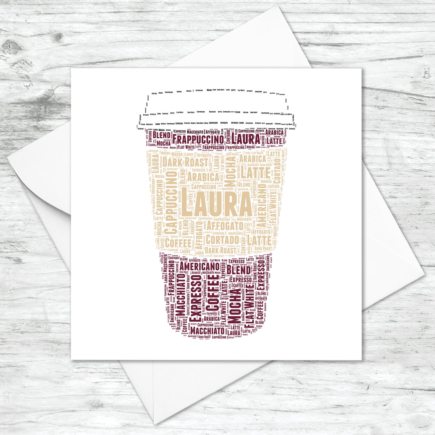 Personalised Coffee Cup Word Art Card