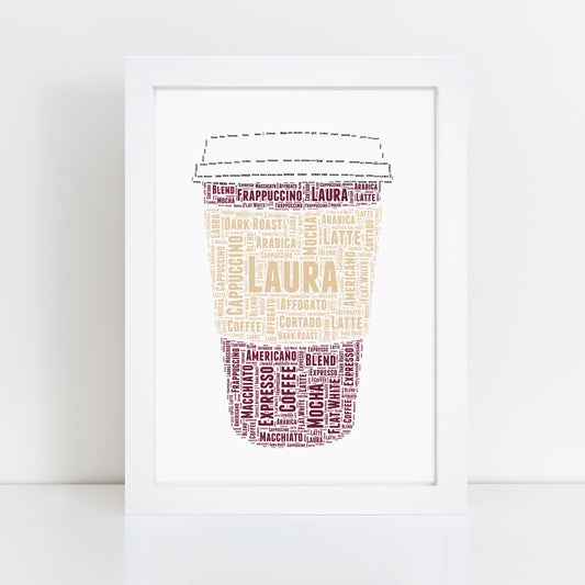 Personalised Coffee Cup Word Art Print