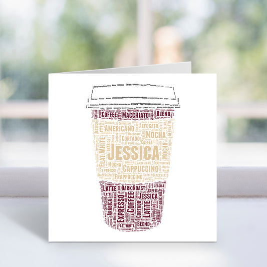 Personalised Coffee Cup Word Art Card