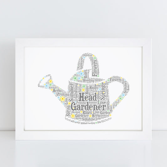 Personalised Watering Can Trowel Word Art Print