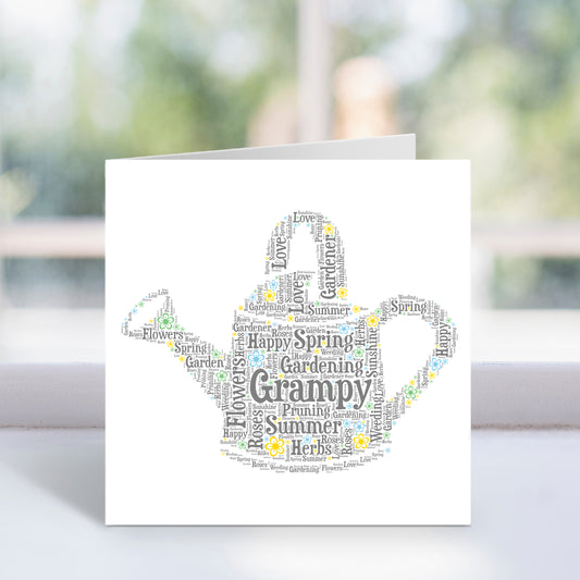 Personalised Watering Can Trowel Word Art Card