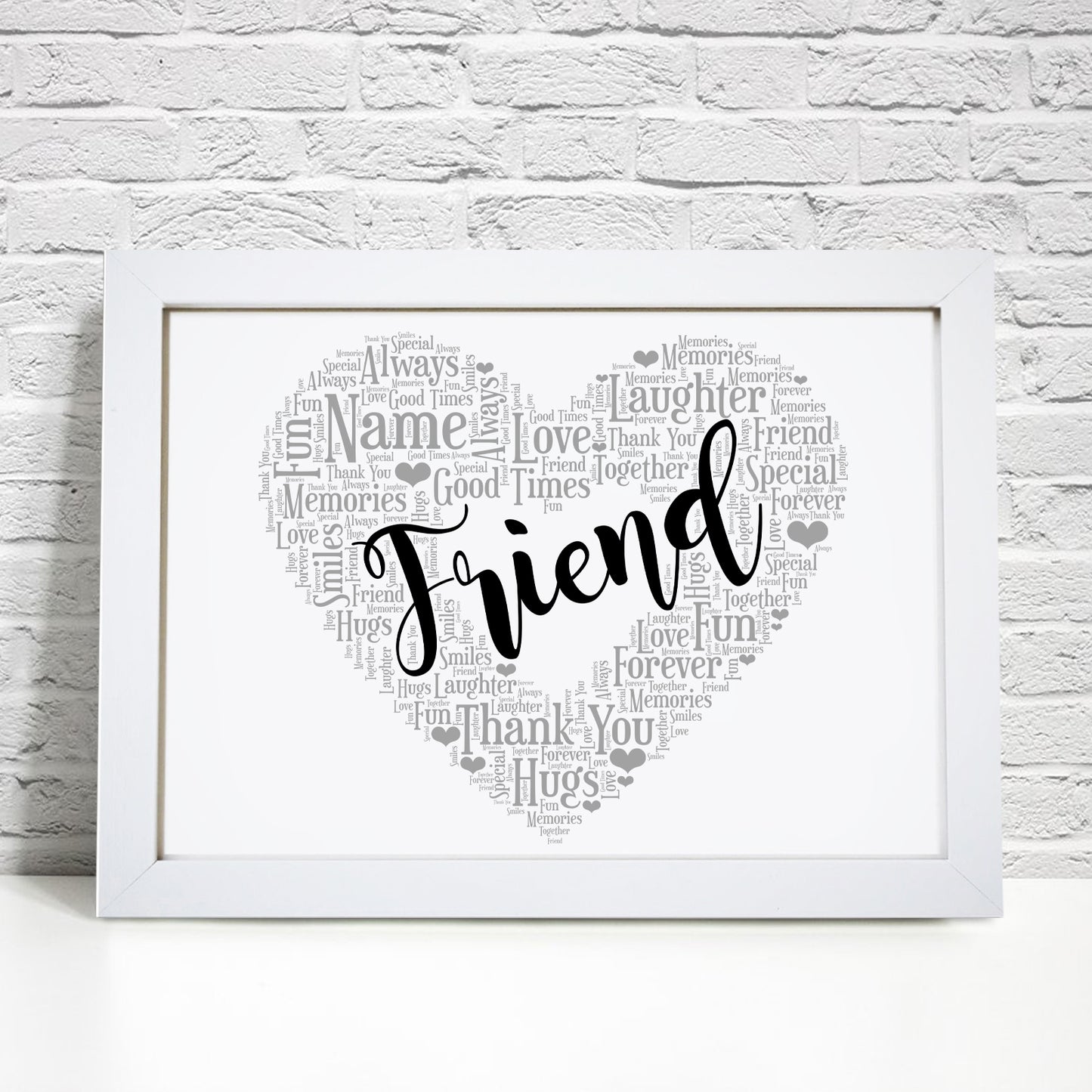 Personalised Bestie Friend Heart Word Art Print