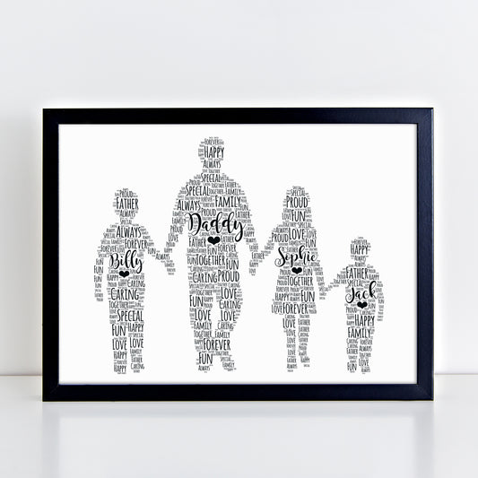 Personalised Father & Children Family Word Art Print