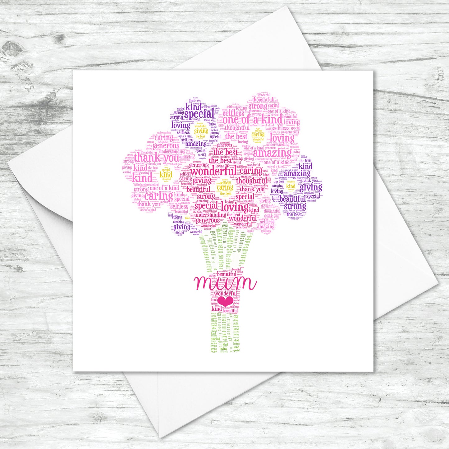 Personalised Flower Bouquet Word Art Card