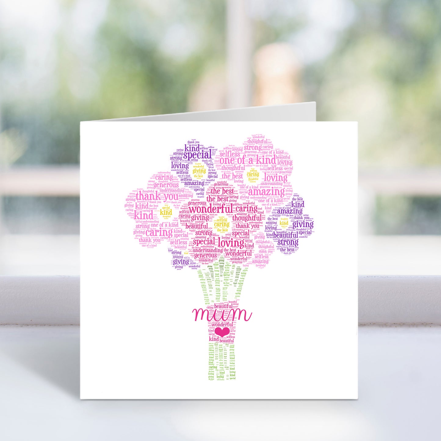Personalised Flower Bouquet Word Art Card