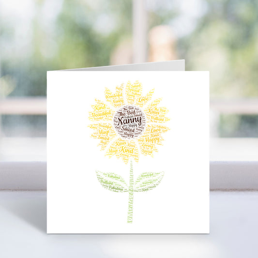 Personalised Sunflower Word Art Card