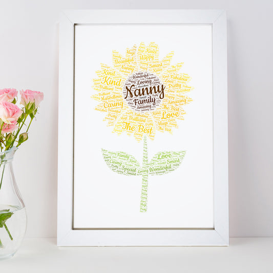 Personalised Sunflower Word Art Print