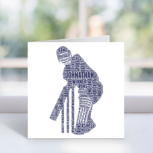 Personalised Cricket Player Word Art Card